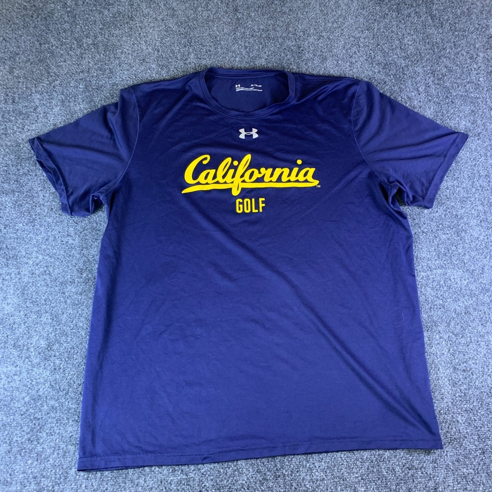 Under Armour Cal Golden Bears Golf T-Shirt Mens XL Navy Good Heatgear NCAA